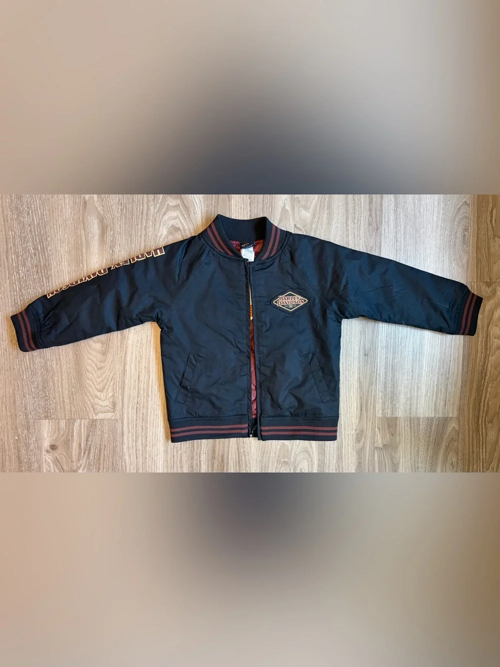 NWT Harley Davidson 4T 5T Bomber Jacket 120th Anniversary *FLAWED SLEEVE* Kids